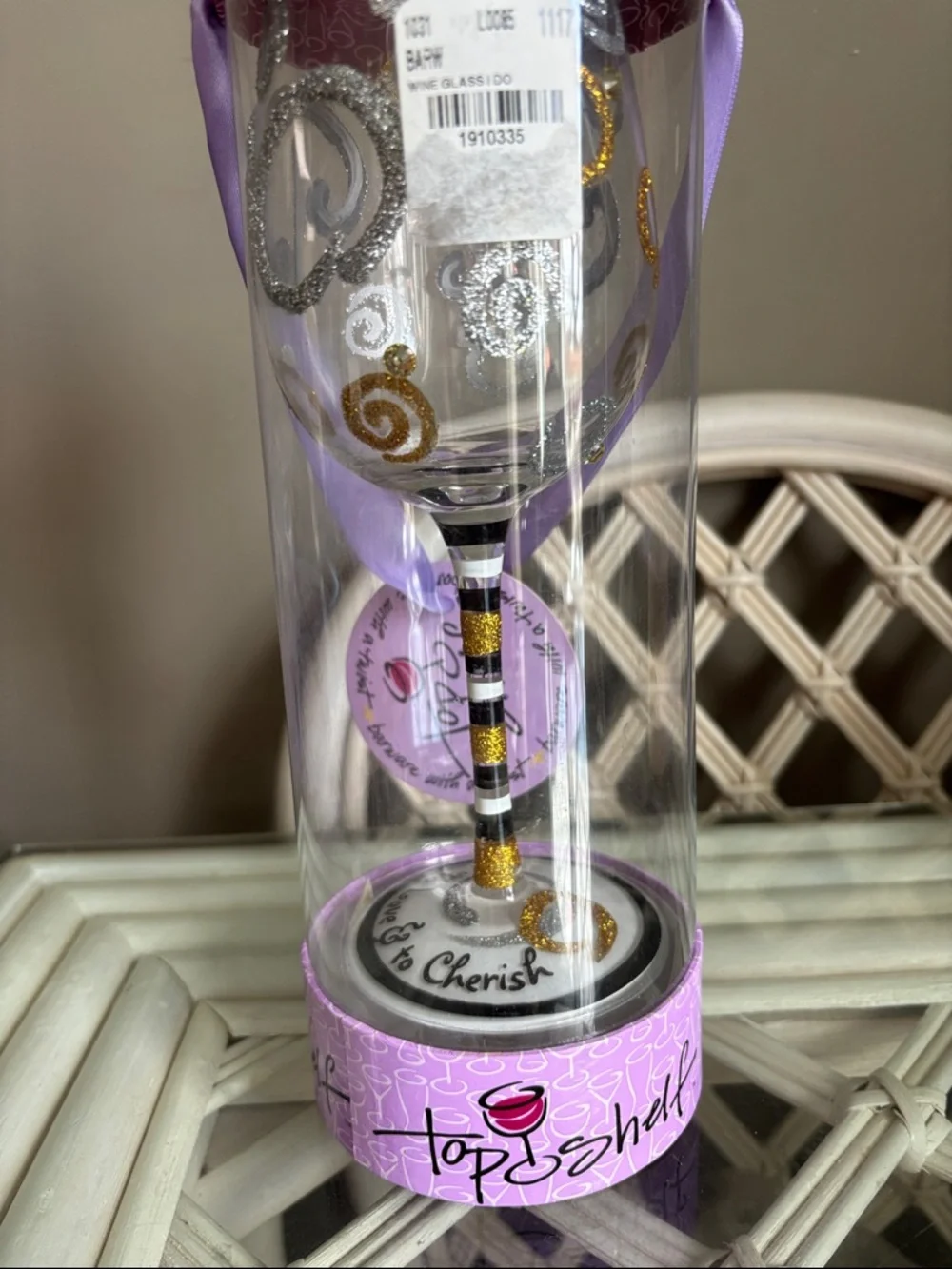 Top Shelf “I Do” Hand-Painted Wine Glass NIP - Picture 14 of 15